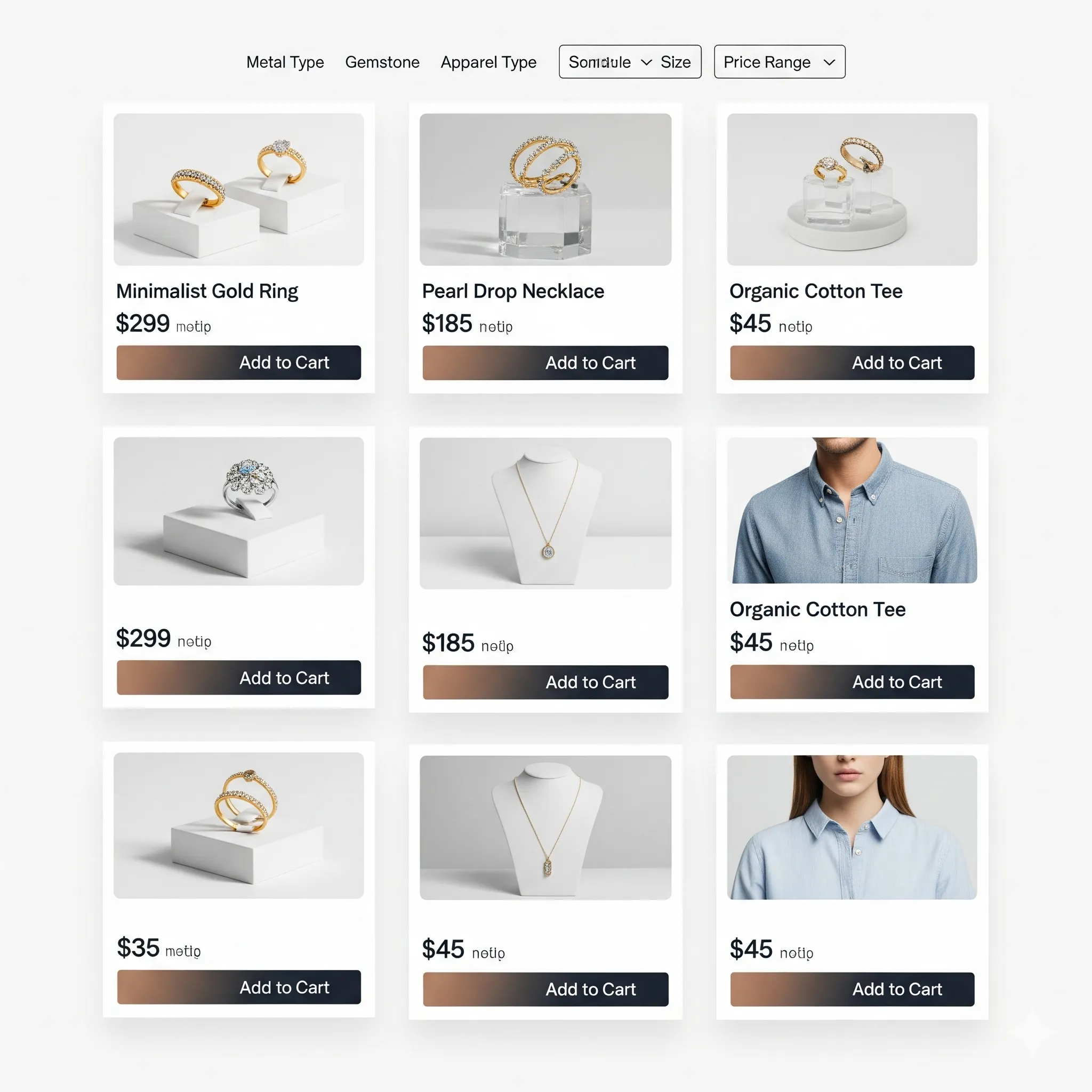 Modern e-commerce design showcasing product listings e-commerce design